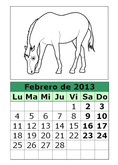 Calendario de animales para colorear de 2013 (1ª parte ...