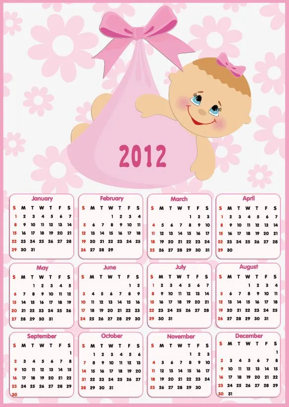 calendario para el ano 2012