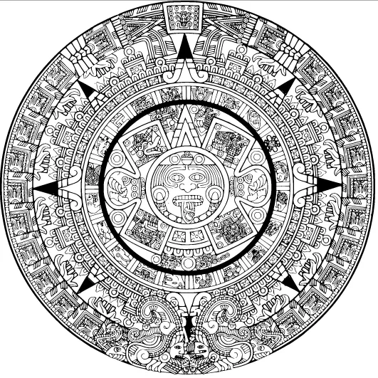 Calendario azteca en blanco y negro | Imagenes Sin Copyright