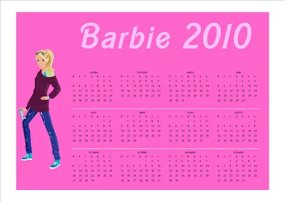 Calendário Barbie 2010 (PNG) e conselhos para impressão | Amanhã é ...