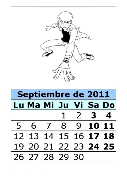 Calendario de Ben 10 del 2011 (3ª parte) : Calendarios para imprimir