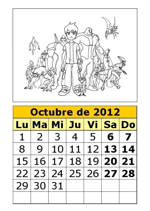 Calendario de Ben 10 del 2012 (4ª parte) : Calendarios para imprimir