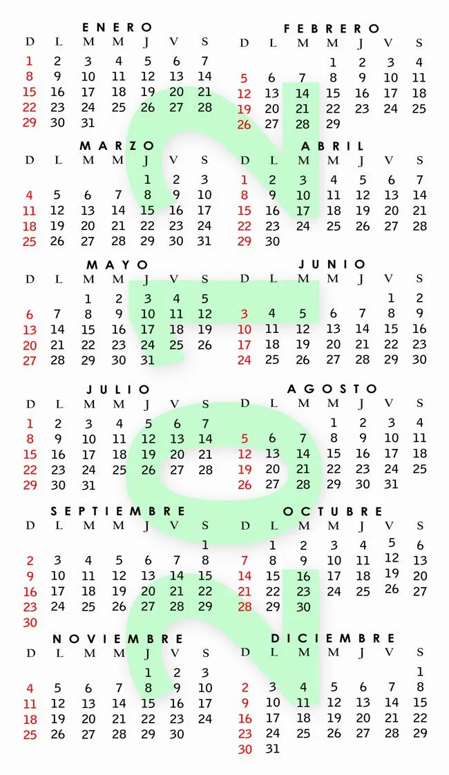 Calendario de bolsillo para imprimir - Imagui