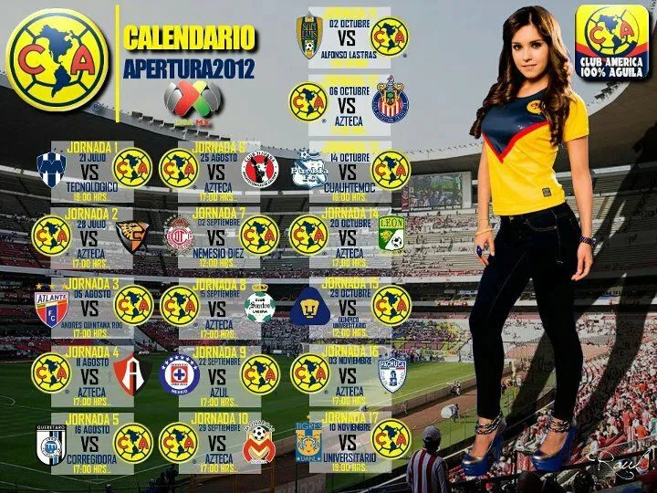 Calendario Club América Liga MX y Copa MX ~ Somos Aguilas