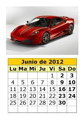 Calendario de coches para imprimir de 2012 (2ª parte ...