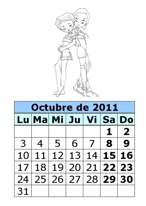 Calendario para colorear , Dibujos en blanco y negro , Dibujos para ...