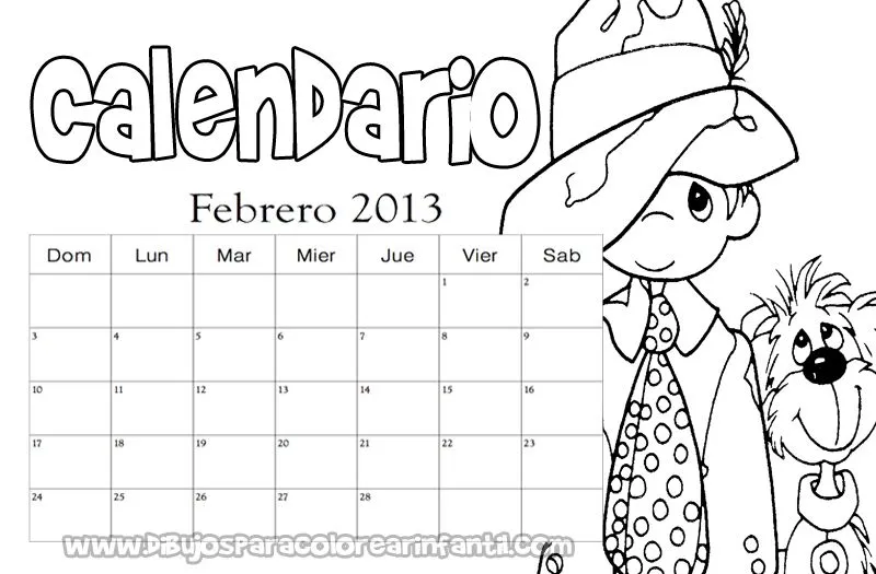 Calendario para colorear de Los Preciosos Momentos 2013 ~ Dibujos ...