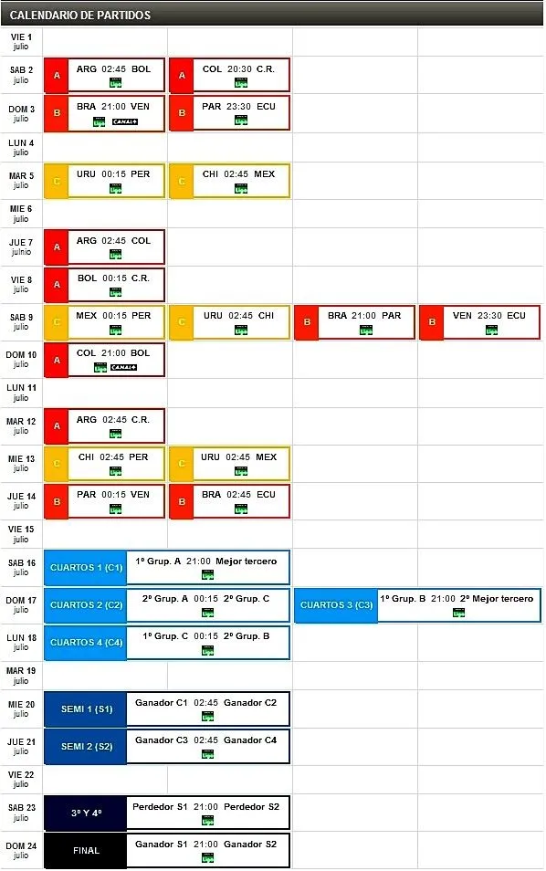 Calendario Copa América 2011 de fútbol | Arte de Seducción