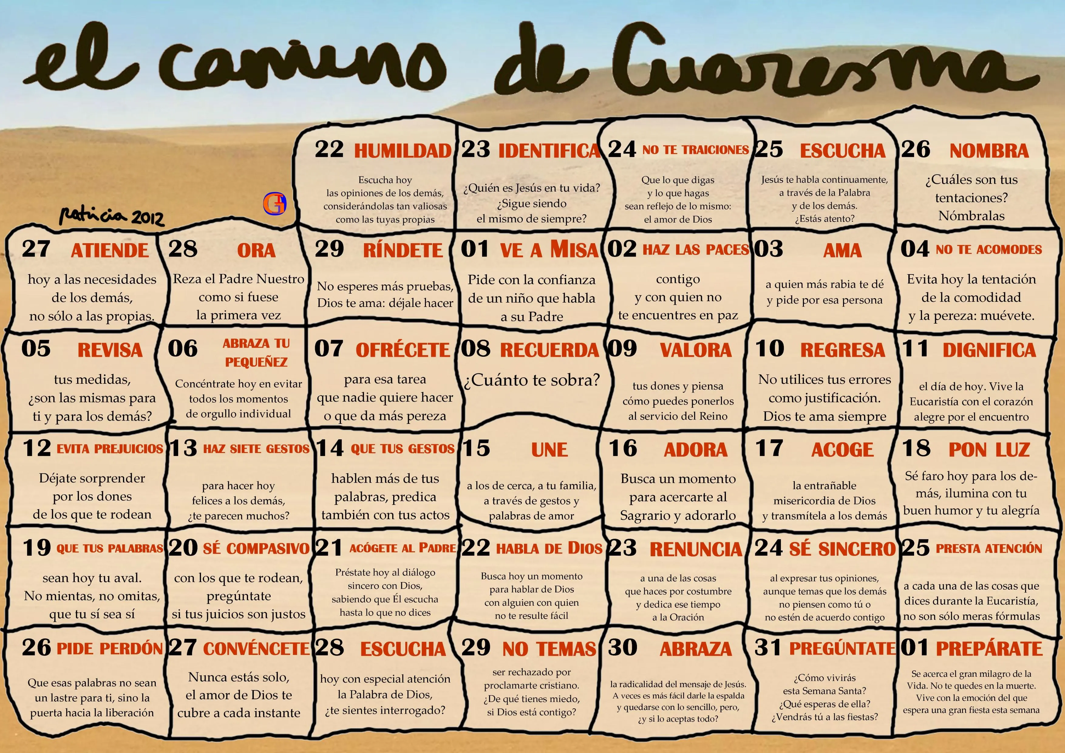 Calendario de Cuaresma 2012 « Parroquia de Barciela – Sigüeiro