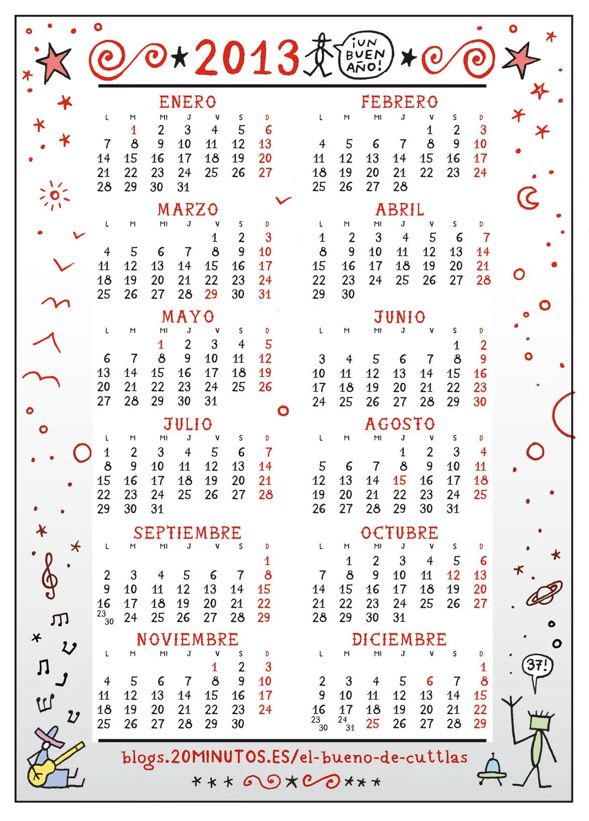 Calendario CUTTLAS para 2013 | El bueno de Cuttlas