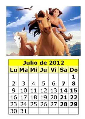 Calendario de dibujos de 2012 (3ª parte) : Calendarios para imprimir