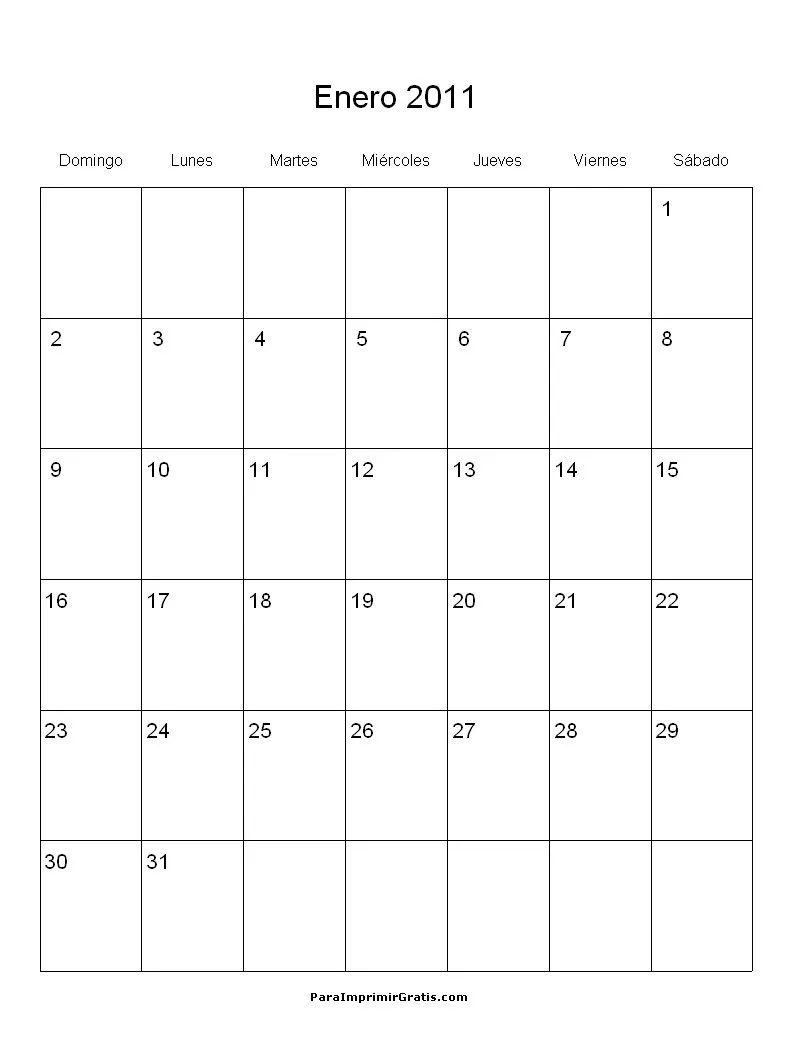 Calendario Enero 2011 - Para Imprimir Gratis - ParaImprimirGratis.