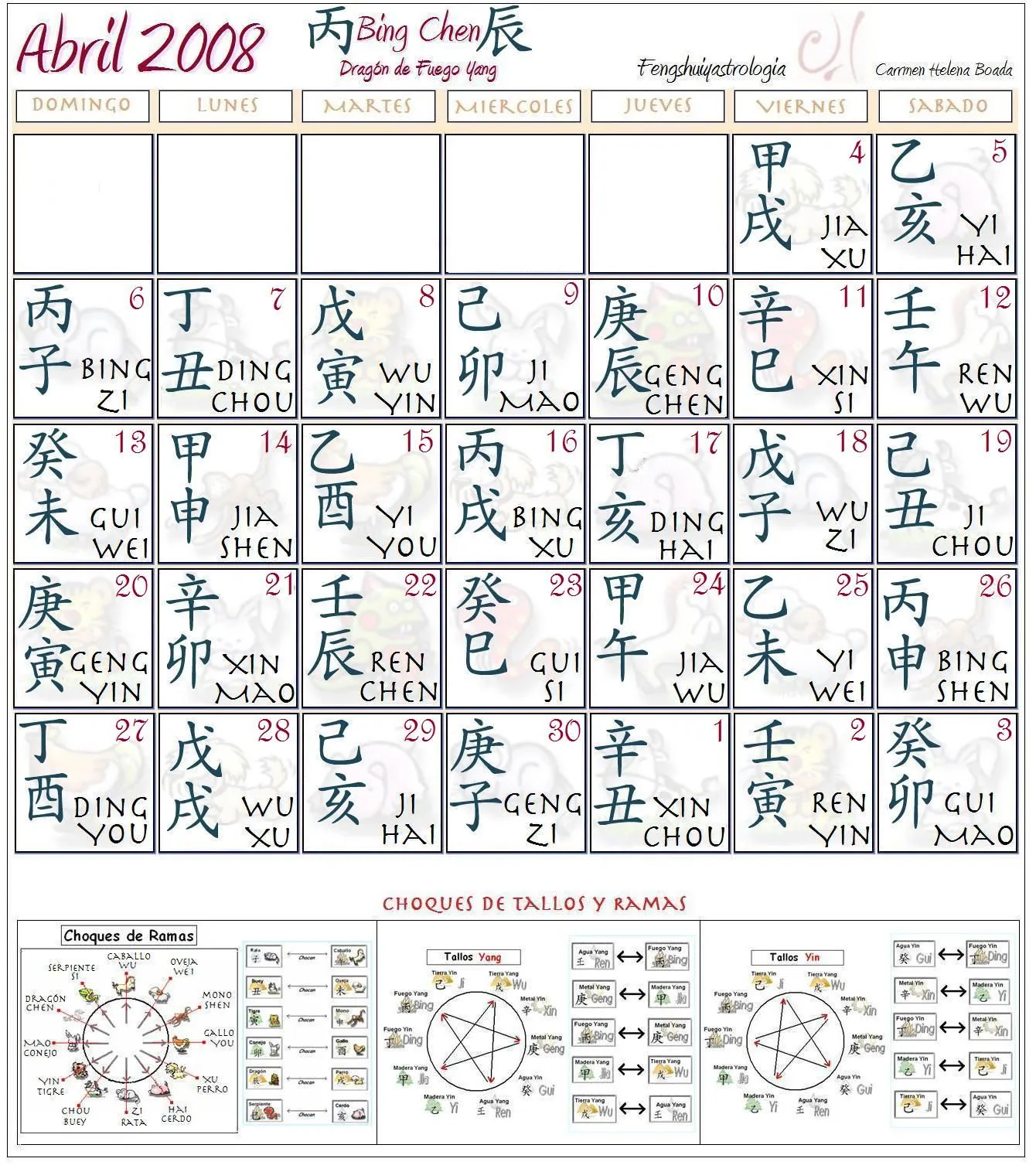 Calendario Chino Abril 2008 para Imprimir « Astrología China BaZi