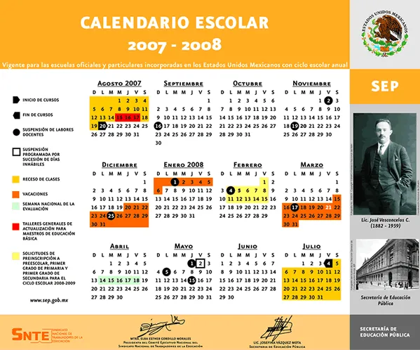 Calendario Escolar 2007 - 2008 - SEP