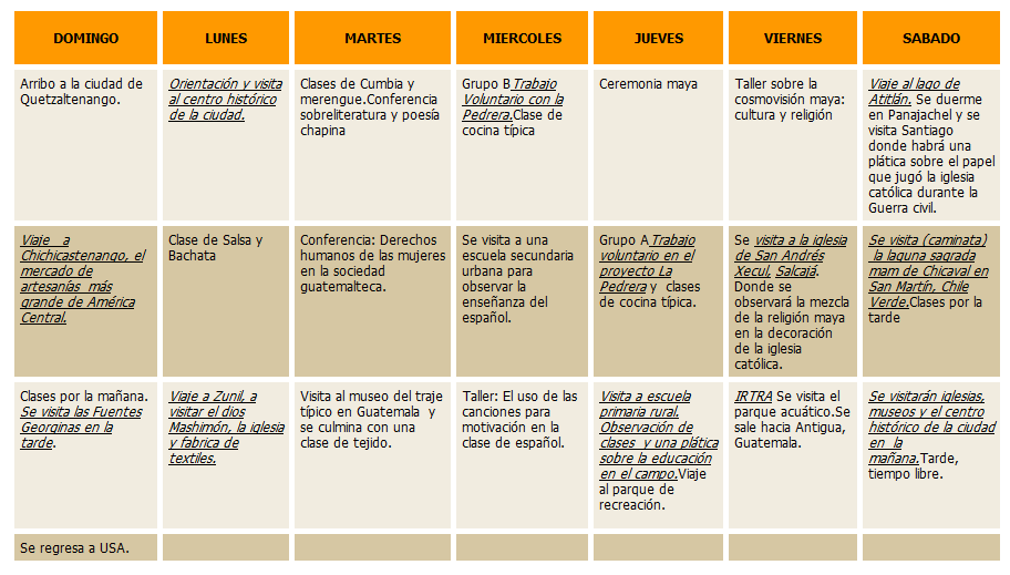 Calendario Español Casa Xelajú Spanish SchoolCasa Xelajú Spanish ...