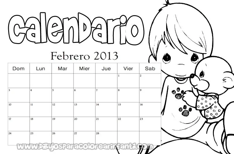 CALENDARIO FEBRERO 2013 PARA COLOREAR - Imagui