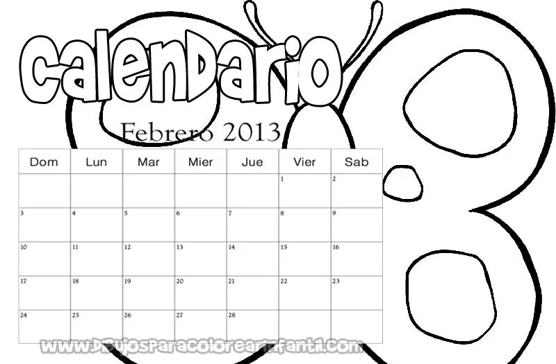 CALENDARIO FEBRERO 2013 PARA COLOREAR - Imagui