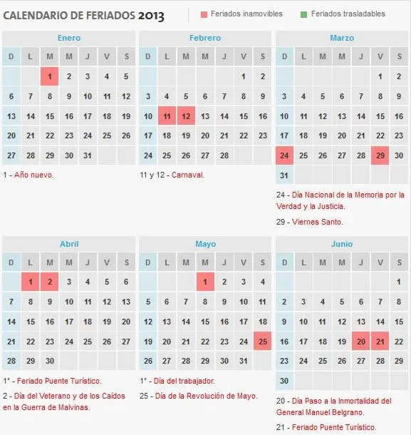 Calendario peruano 2013 con feriados - Imagui