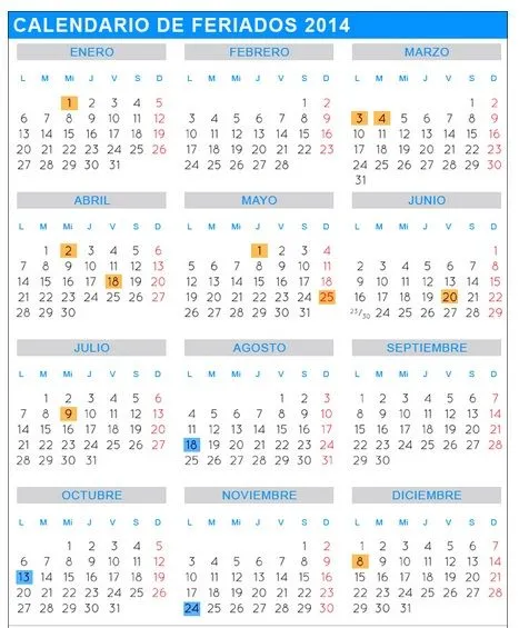 CALENDARIO DE FERIADOS NACIONALES 2014 | Nómade Cósmico
