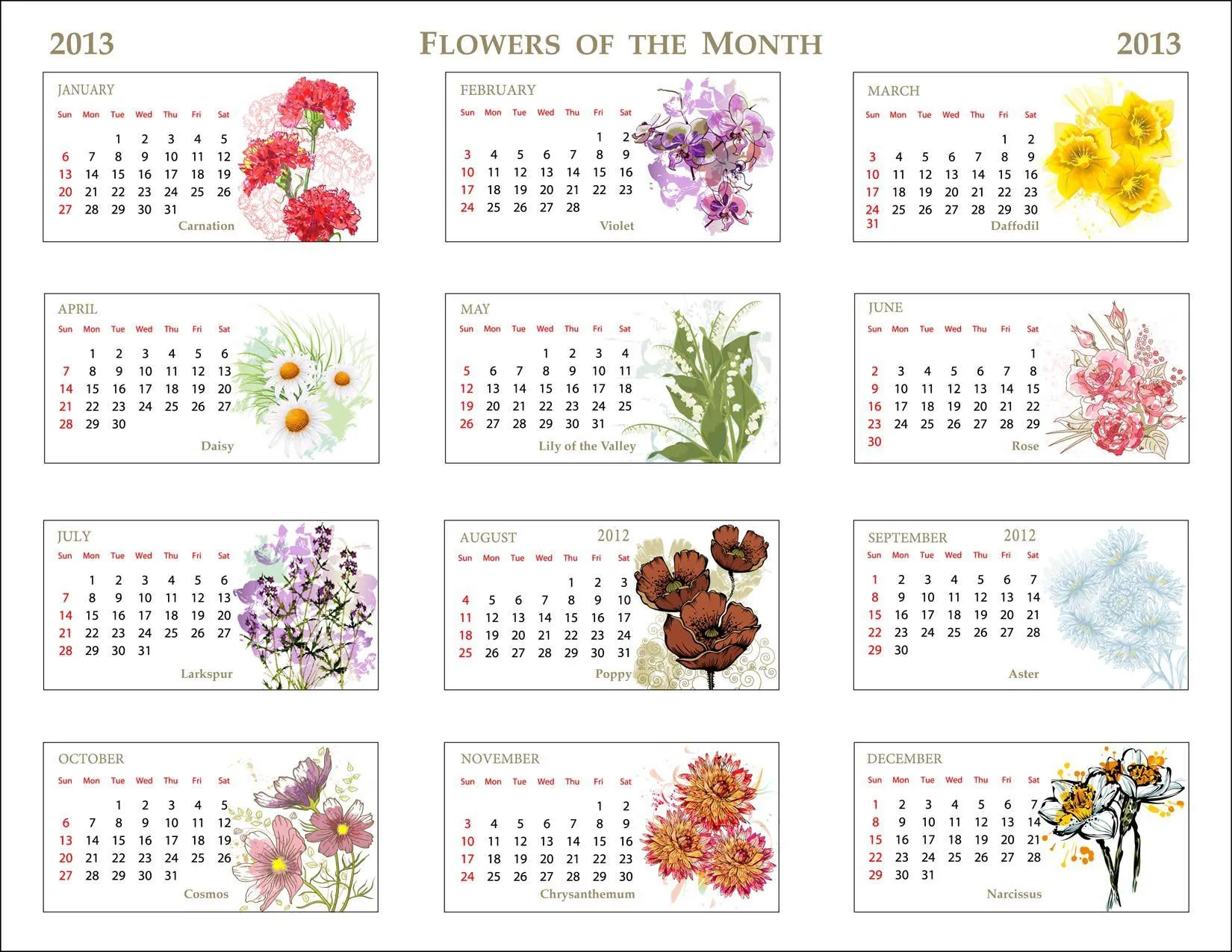 Calendario floral 2013 | Aromas & sabores