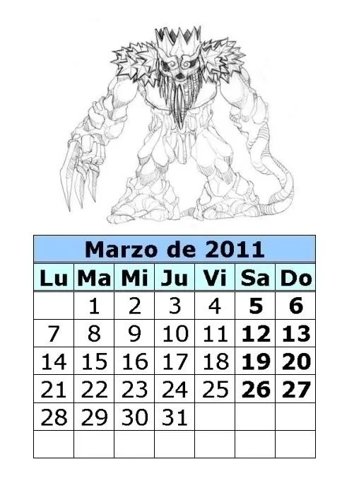 Calendario de Gormiti (1ª parte) : Calendarios para imprimir