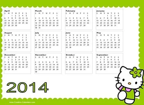 Calendario de Hello Kitty 2014