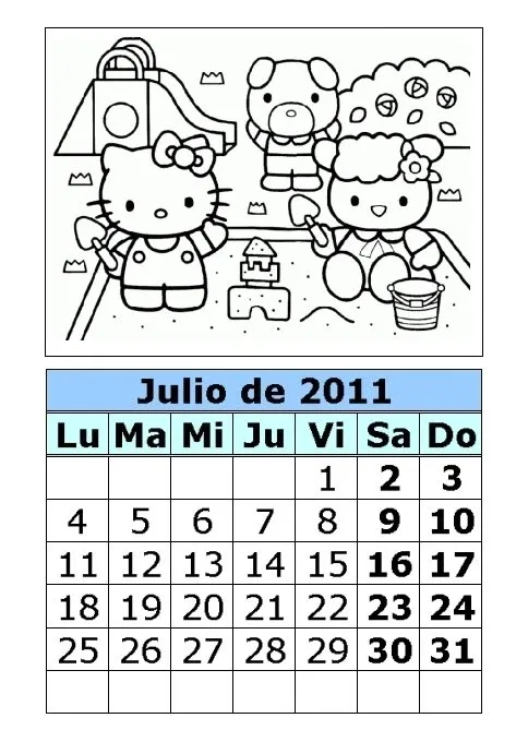 Calendario de Hello Kitty para colorear de 2011 (3ª parte ...