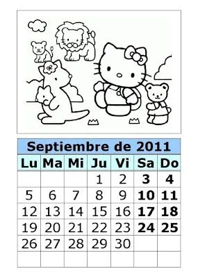 Calendario de Hello Kitty para colorear de 2011 (3ª parte ...