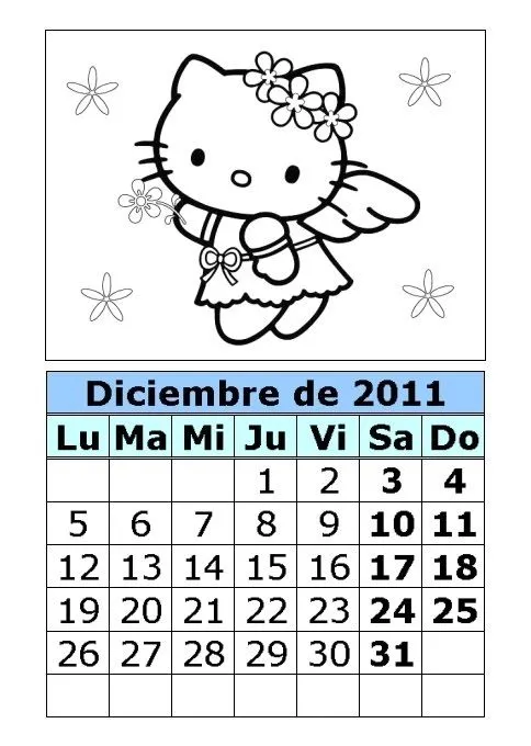 Calendario de Hello Kitty para colorear de 2011 (4ª parte ...