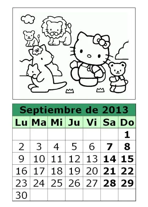 Calendario De Hello Kitty Para Colorear De 2013 2 Parte