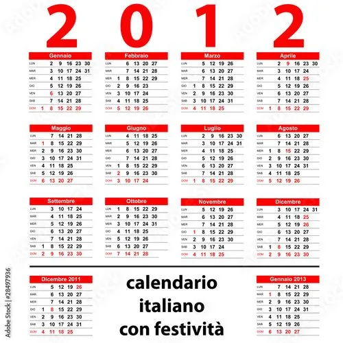 Photo: Calendario italiano 2012 rosso © puckillustrations #28497936