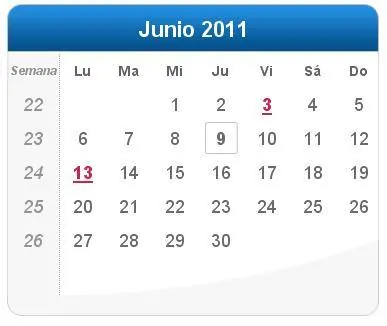 Calendario Junio 2011