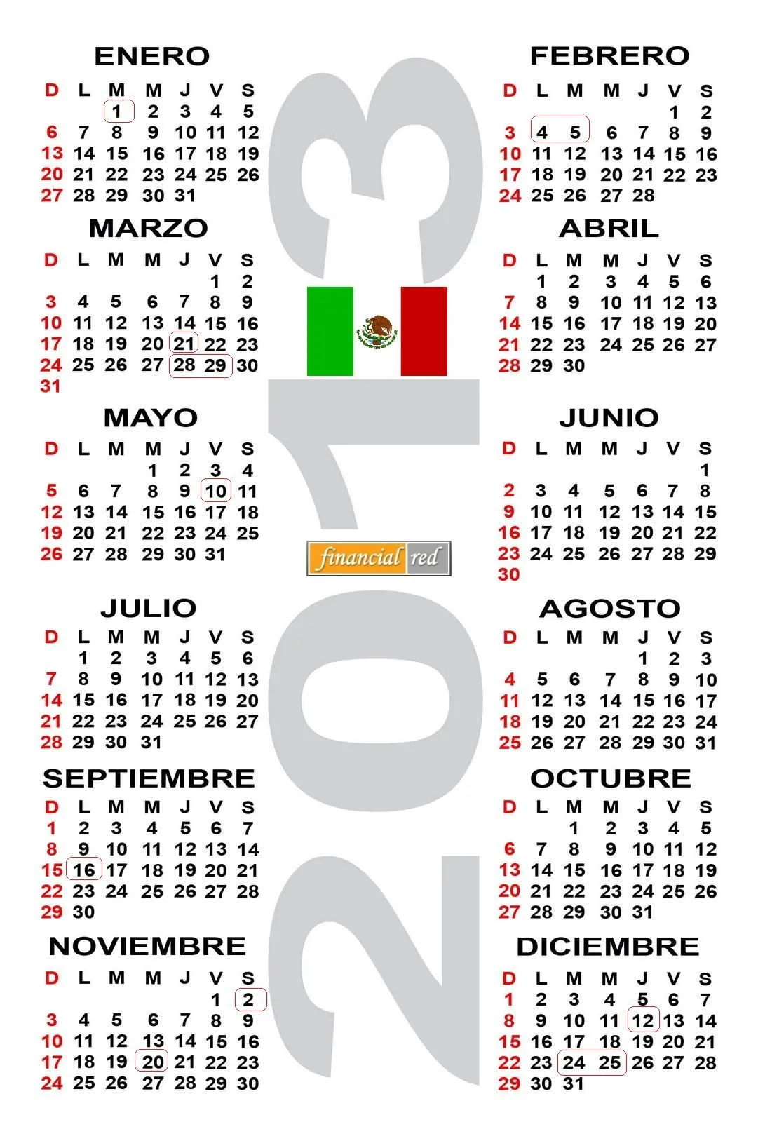 Calendario Laboral 2013 Mexico | La Economia de Hoy