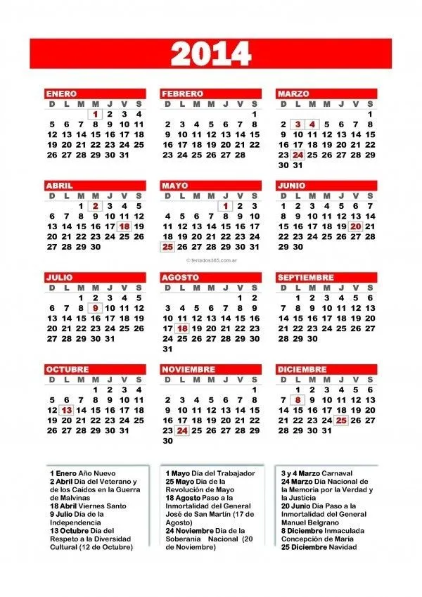 Calendario Laboral 2014