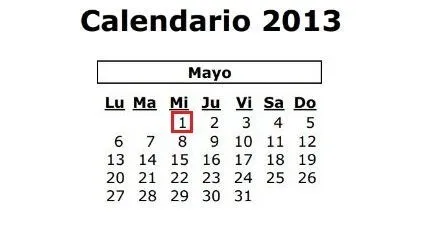 El calendario laboral de Mayo 2013 para Cataluña