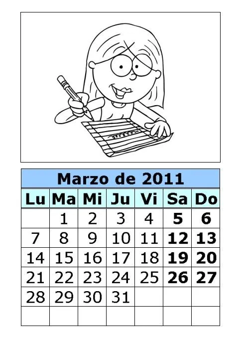 Calendario de Lizzie para colorear de 2011 (1ª parte ...