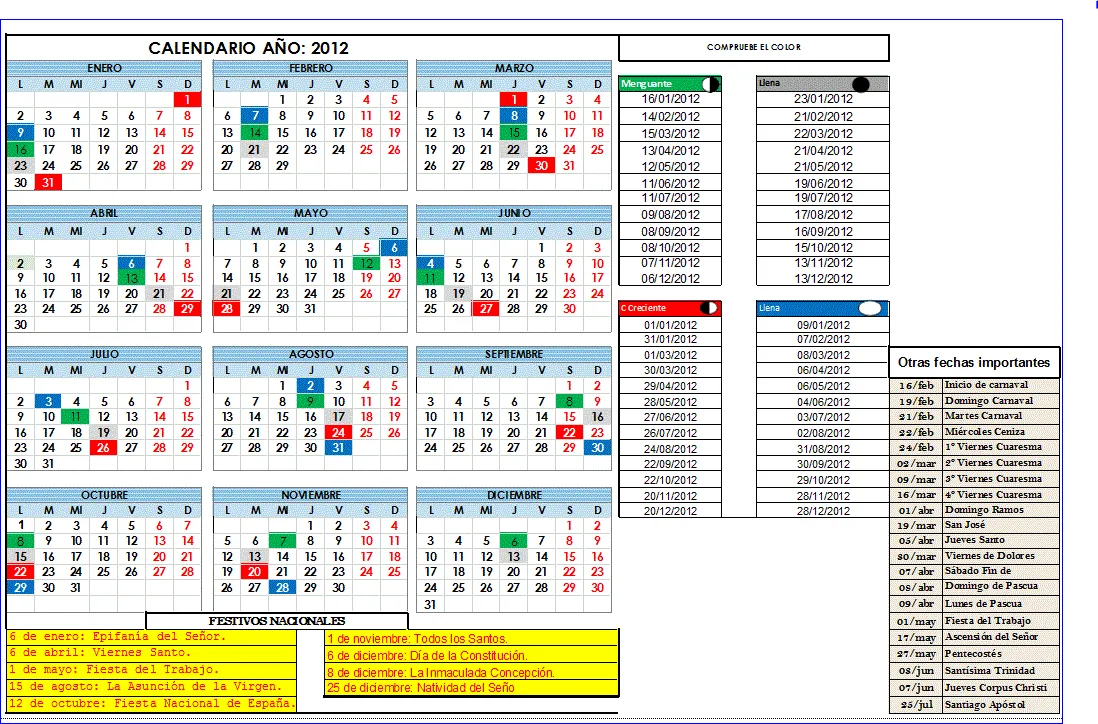 Calendario lunar 2012, doble clic en la imagen para ampliar