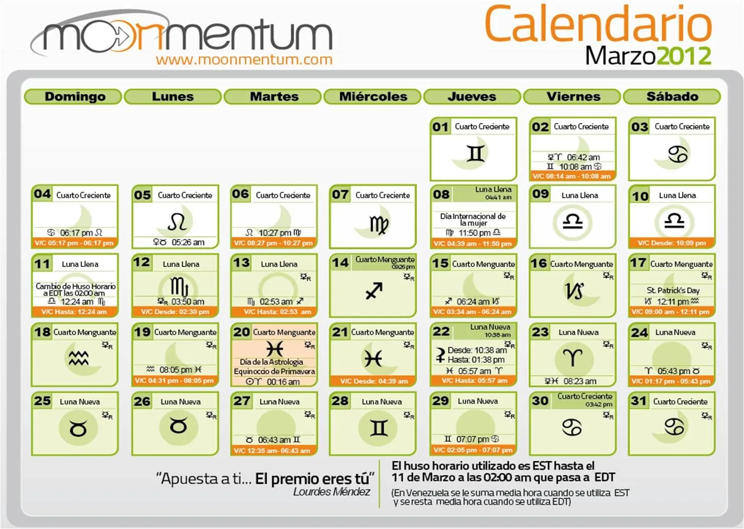 Calendario Lunar 2012 | Moonmentum