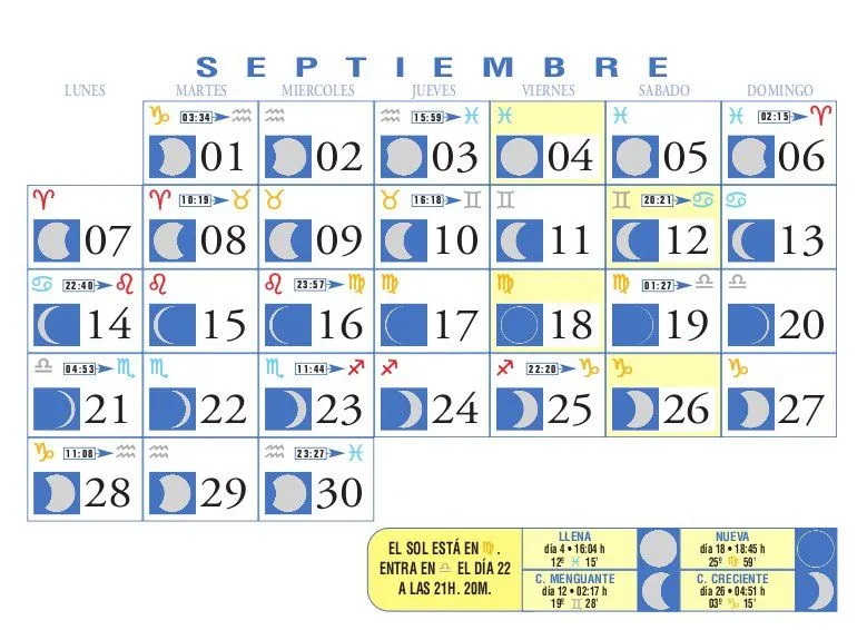 Calendario Lunar: Septiembre de 2009