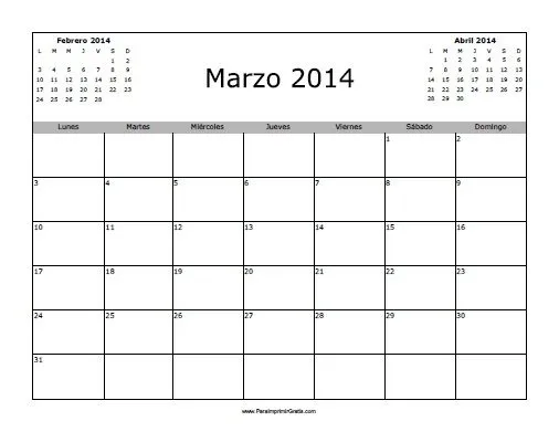 Calendario Marzo 2014 Calendario Marzo 2014 En Blanco Para Imprimir G