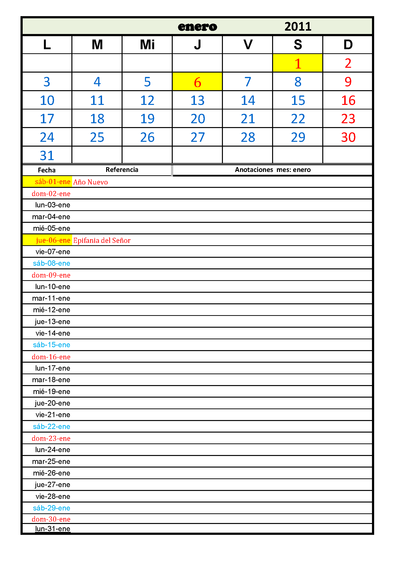 Calendario Mes De Enero | Search Results | New Calendar Template