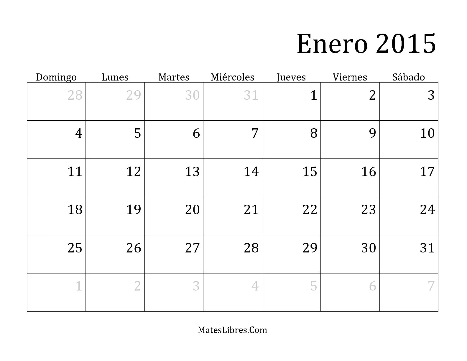 Calendario Mensual del 2015 Hojas de Ejercicios de Tiempo