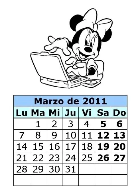 Calendario de Mickey y Minnie de 2011 (1ª parte) : Calendarios ...