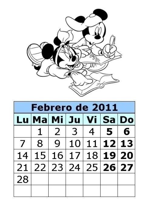 Calendario de Mickey y Minnie de 2011 (1ª parte) : Calendarios ...