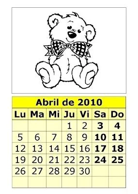 Calendario de ositos para colorear de 2010 (2ª parte ...