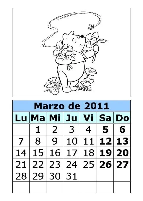 Calendario de ositos para colorear de 2011 (1ª parte ...