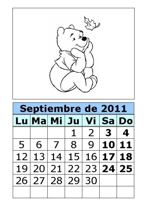 Calendario de ositos para colorear de 2011 (3ª parte ...