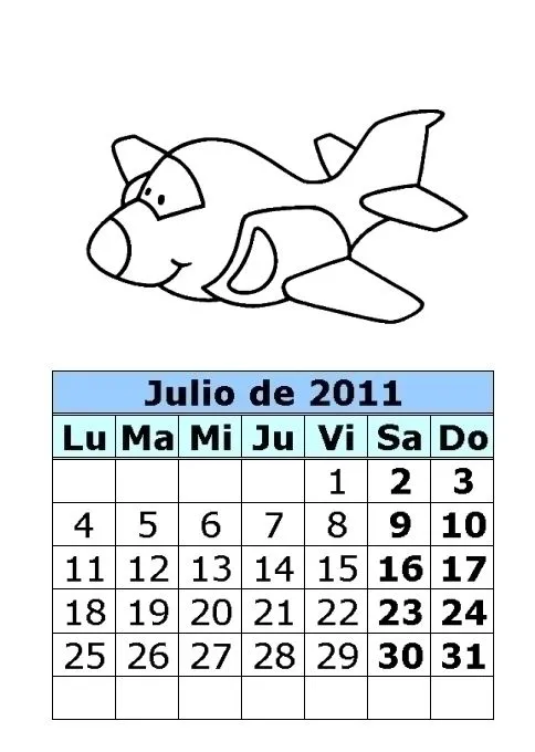 Calendario para peques de 2011 (3ª parte) : Calendarios para imprimir