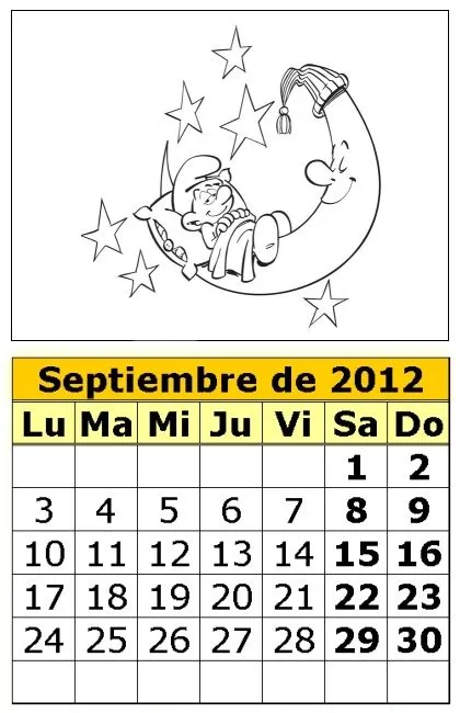  ... Pitufos para colorear de 2012 (3ª parte) : Calendarios para imprimir