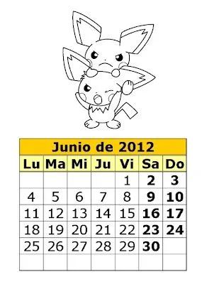 Calendario de Pokemon de 2012 (2ª parte) : Calendarios para imprimir